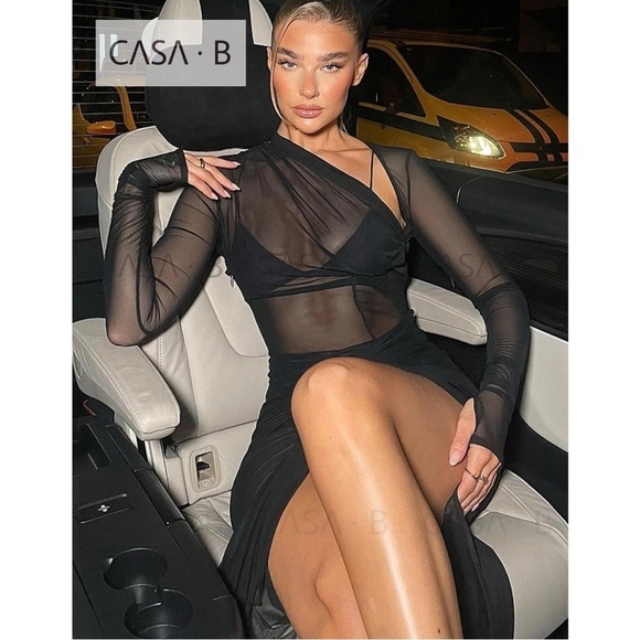 NEW to CASA B💫| Cannes Maxi Gown Twist Front Sheath High Slit Dress - Picture 5 of 8